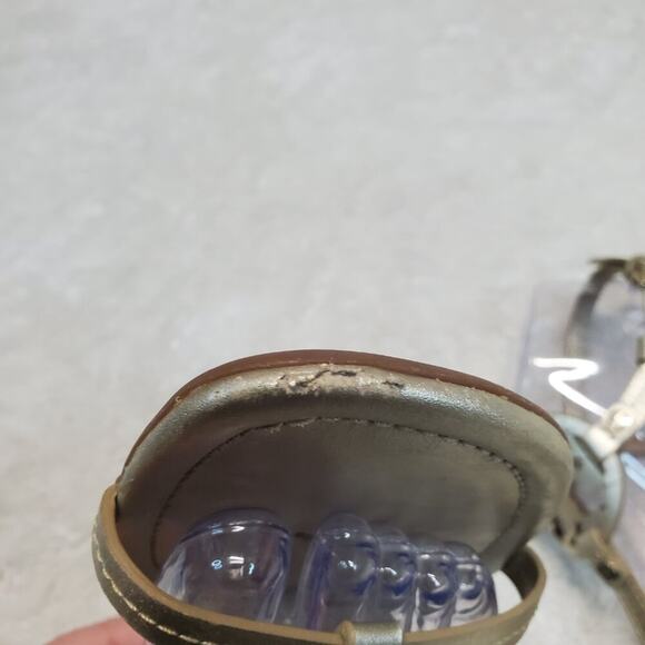 Tory Burch Gold Metallic Bohemian Formal T Strap Sandal Buckle Wedge Heels 10 M - Picture 10 of 16